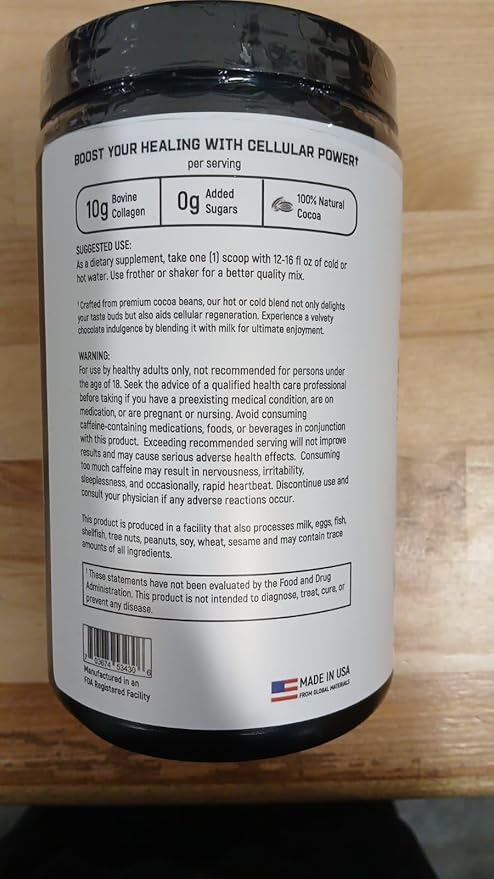 NCR1 - Natural Cellular Renewal & Rejuvenation, Milk Chocolate Flavor, Hydrolyzed Bovine Collagen Powder with Cocoa & Resveratrol, Non-GMO, Gluten Free & Keto Diets