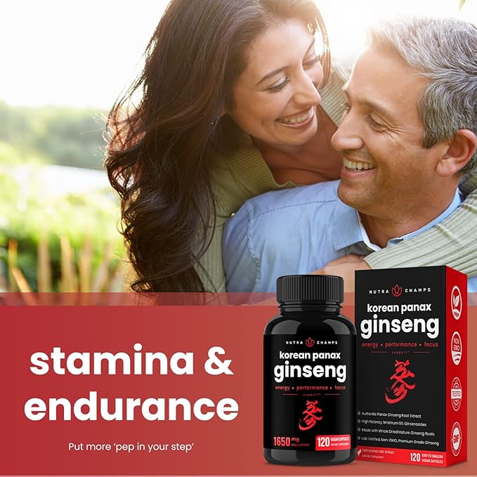 NutraChamps Maca Root Capsules and Korean Ginseng Capsules 2 Pack Bundle