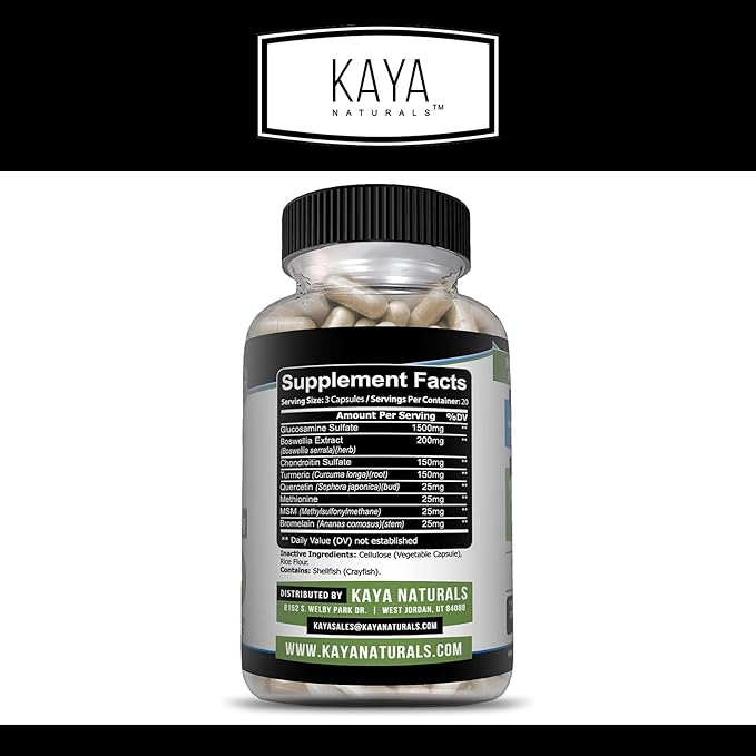 Kaya Naturals Mobility Flex Aid - Mobility Support Supplement for Men and Women - Turmeric Capsules - for Knee Support and Mobility Health (60 Count)