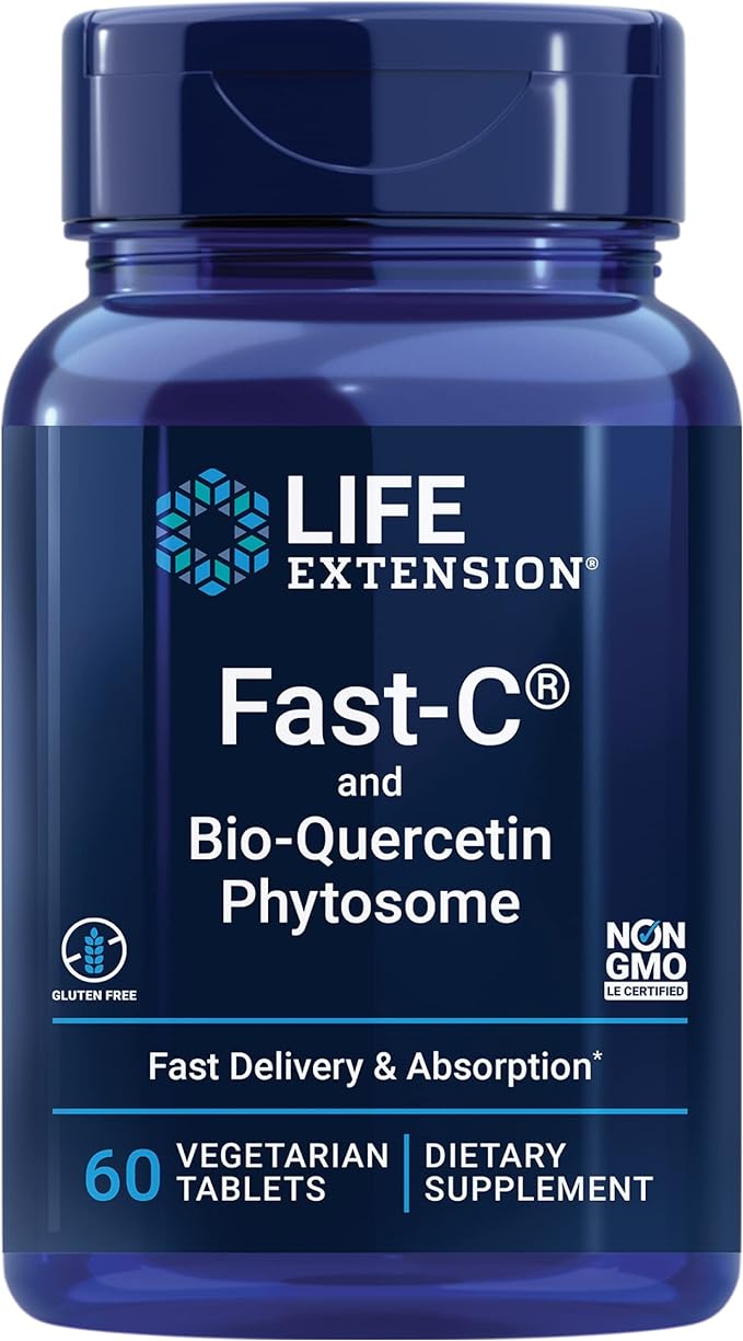 Life Extension Fast-C® and Bio-Quercetin®, Fast delivery and Absorption, Vitamin C, Fenugreek, Immune Support, Magnesium, Gluten-Free, Non-GMO, Vegetarian, 60 Tablets
