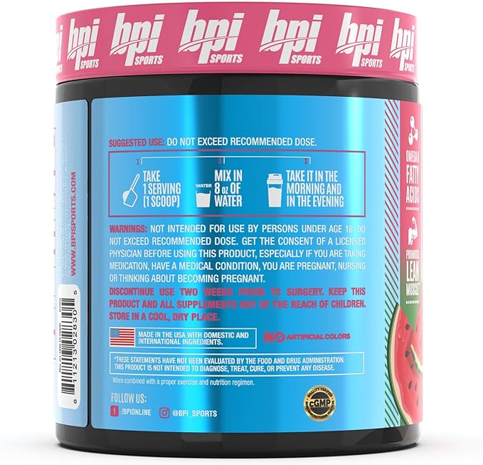 BPI Sports CLA + Carnitine – Conjugated Linoleic Acid – Performance, Lean Muscle – Caffeine Free – For Men & Women –Watermelon Freeze – 50 servings – 12.34 oz