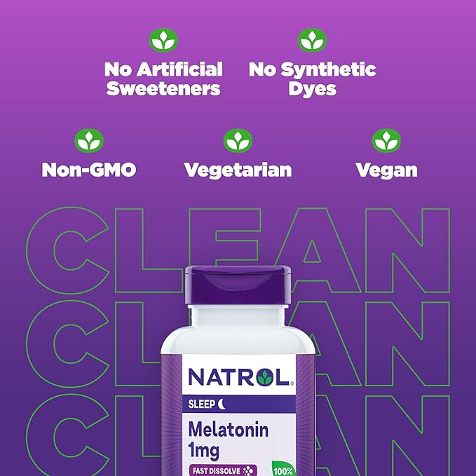 Natrol Fast Dissolve Melatonin 1 mg, Supplements for Restful Sleep, Sleep Support for Adults, 200 Strawberry-Flavored Melatonin Tablets, Up to a 200 Day Supply