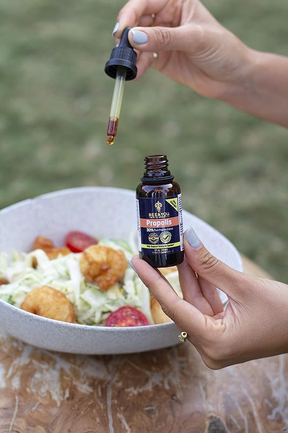 Bee and You Propolis Liquid Extract Drops, 30% Propolis, Ultra Pure, Immune Support Supplement, Sore Throat, Allergy Relief, Respiratory, Antioxidants, Keto, Paleo, Gluten-Free, 1 Fl Oz
