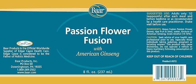 Baar Heavy Fusion Passion Flower with American Ginseng, 8 Ounces