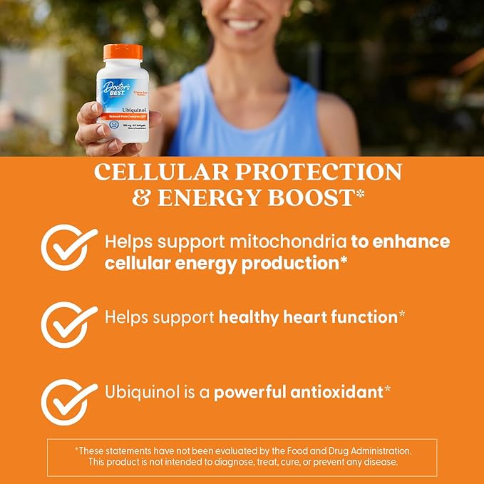 Doctors Best Ubiquinol, Reduced-Form Coenzyme Q10, Non-GMO, Gluten Free, Soy Free 60 Softgels
