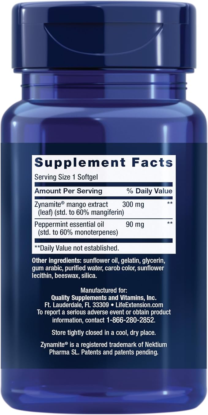 Life Extension Brain Fog Relief, Mango Leaf Extract, standardized Peppermint Oil, nootropic Brain Supplement for Clarity and Focus, Fast-Acting, Caffeine-Free, Gluten Free, Non-GMO, 30 softgels