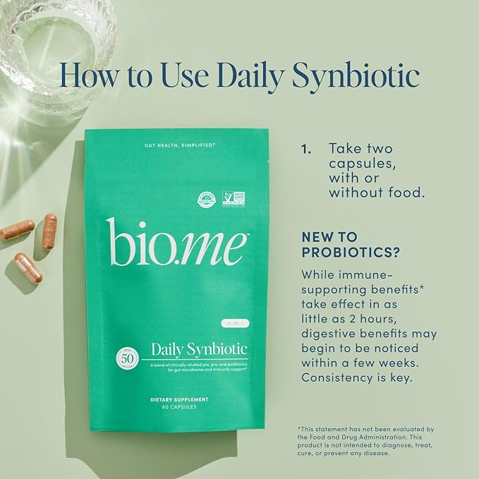 Synbiotic - 3-in-1 Prebiotics and Probiotics for Digestive Health & Immune Support, Men & Womens Probiotics and Prebiotics - Non-GMO Pre Pro Post Biotics for Women & Men - Vegan - 60 Capsules