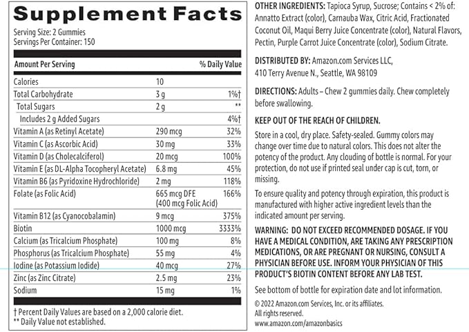 Amazon Basics Women's Multivitamin, 300 Gummies (150 Servings) (Previously Solimo) (Pack of 3)