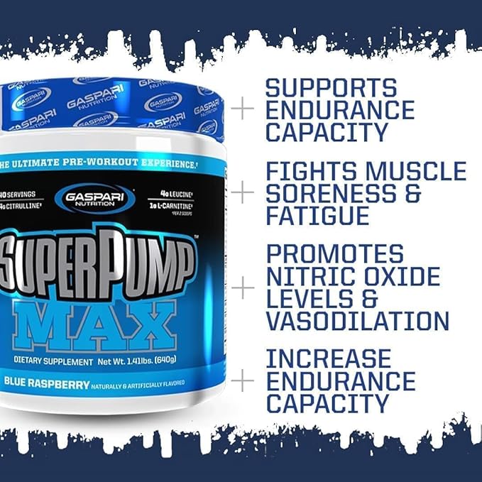 Gaspari Nutrition - SuperPump MAX - The Ultimate Pre Workout Powder, Sustained Energy Preworkout, Nitric Oxide Booster, Muscle Growth, Recovery & Replenishes Electrolytes - 40 Serving (Fruit Punch)