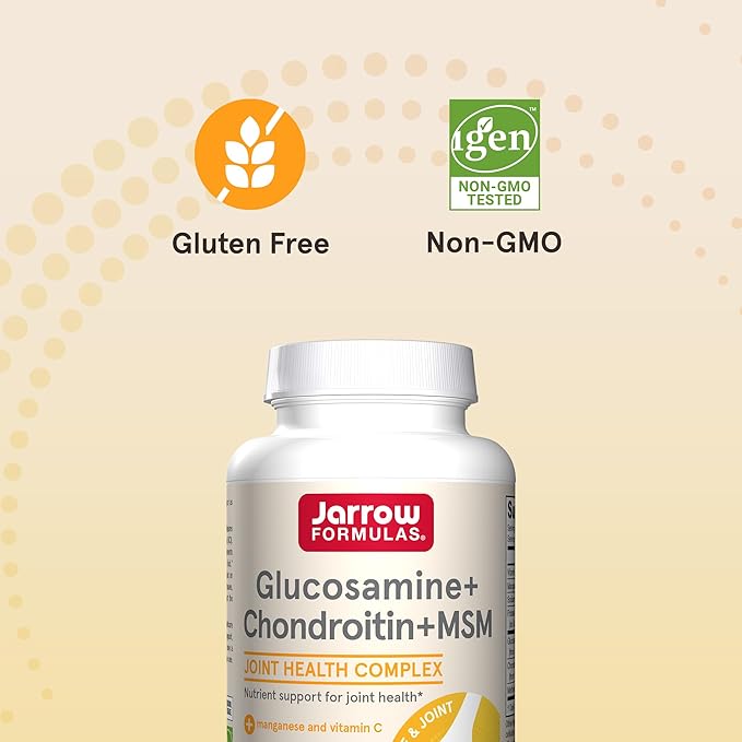Jarrow Formulas Glucosamine + Chondroitin + MSM Capsules, Joint Support Supplement with Vitamin C and Manganese, 240 Capsules, 60 Day Supply, Pack of 12