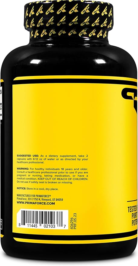 Primaforce L-Arginine (300 Capsules, 150 Servings / 1,000 mg L-Arginine Per Serving) | Extra Strength Amino Acid Supplement for Men and Women - Gluten Free, Non-GMO