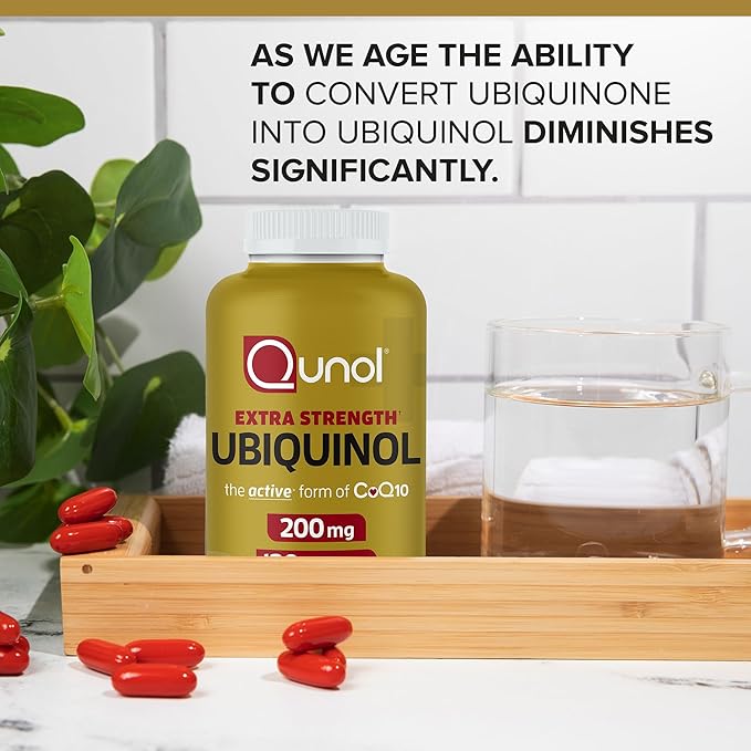 Qunol Ubiquinol CoQ10 200mg Softgels, Powerful Antioxidant for Heart and Vascular Health, Essential for Energy Production, Natural Supplement Active Form of CoQ10, 120ct Softgels