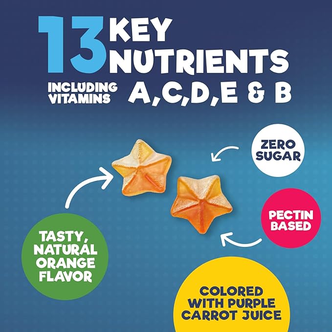 Multivitamin for Kids Gummies - Daily Kids Vitamins with Vitamin D3, C, B12, B6, A & Zinc for Immune Support, Chewable Multivitamin Gummy for Toddlers & Children, Orange Flavor, Non-GMO - 60 Gummies