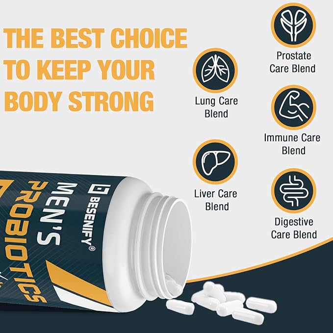 Probiotics for Men, 500 Billion CFUs & 12 Strains, Men's Probiotic with Turmeric, Cranberry, Goji, Pro Biotics for Overall Digestive, Immune Health, Stomach, Gut & Bloating, 60 Capsules