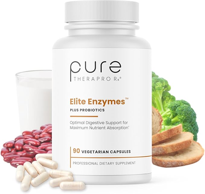 Pure Therapro Rx Elite Enzymes Extra Strength Digestive Enzymes Supplement for Women & Men, 90 Vegan Capsules