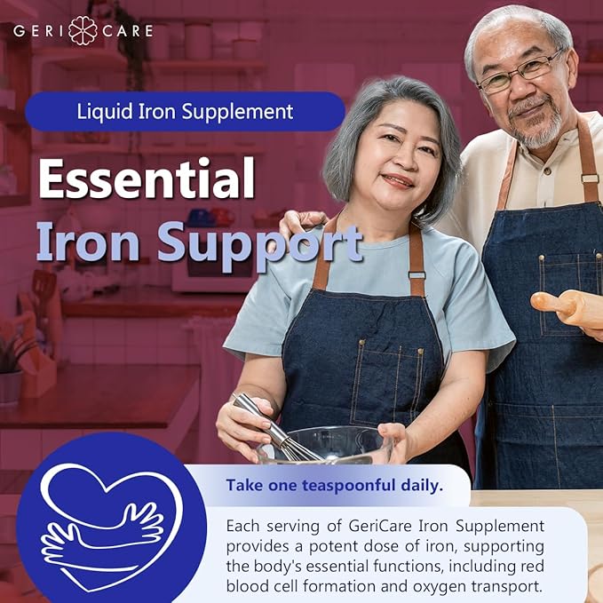 GeriCare 220 High Potency Liquid Iron Supplement | Liquid Iron for Adults | for Anemia and Iron Deficiency | 220mg of Iron Per 5mL Dose. (Pack of 1)