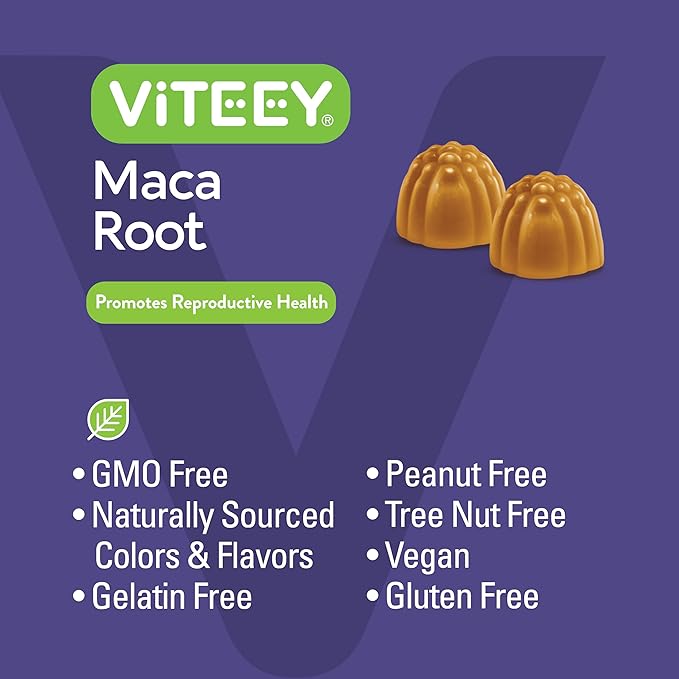 Maca Root Gummies for Men and Women - Reproductive Health, Energy, Drive, Stamina & Hormone Support - Vegan, Gluten Free, Gelatin Free, GMO Free, Tasty Chewable Passion Fruit Flavored Gummy