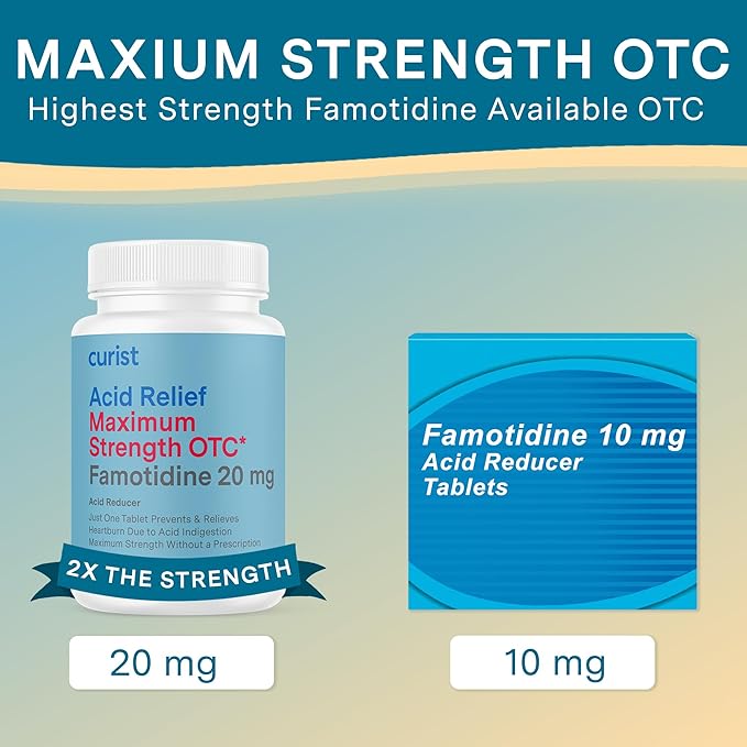 Curist Famotidine 20mg Bulk Pack (300 Count Tablets) Acid Reflux Medicine for Heartburn Relief - OTC Maximum Strength Stomach Acid Reducer - Anti Acid Relief Tablets for Indigestion Heartburn Relief
