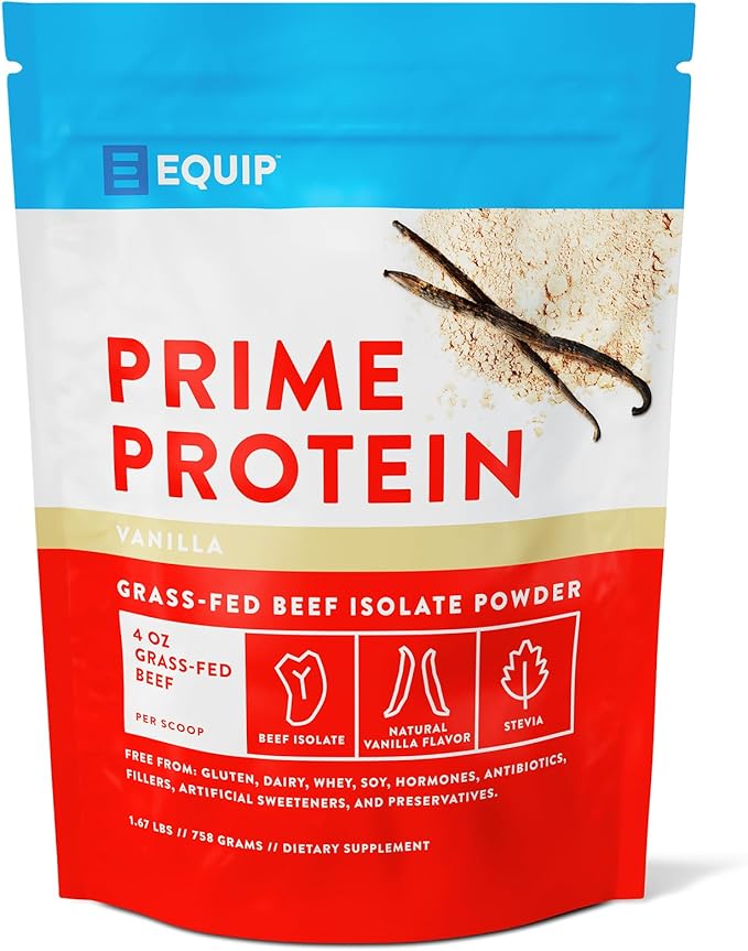 Equip Foods Prime Protein Powder Vanilla & Grass Fed Collagen Powder Unflavored