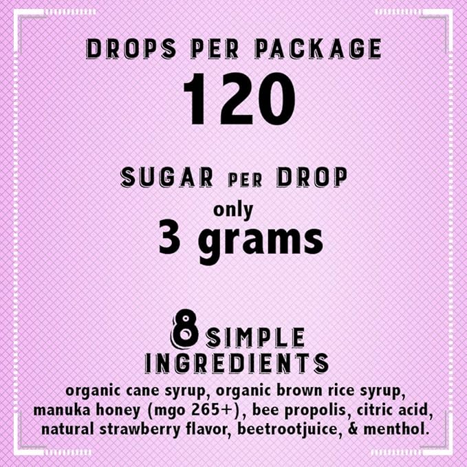 Vocal Eze Manuka Honey Strawberry UMF 10+ (MGO 265+) Menthol Cough Drops (120) | Lozenges for Sore, Hoarse, Fatigue, Dryness of Throat | Voice Support, All Natural and Organic Ingredients