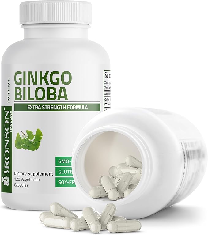 Bronson Ginkgo Biloba Extra Strength Supports Brain Function & Memory Support, 120 Vegetarian Capsules