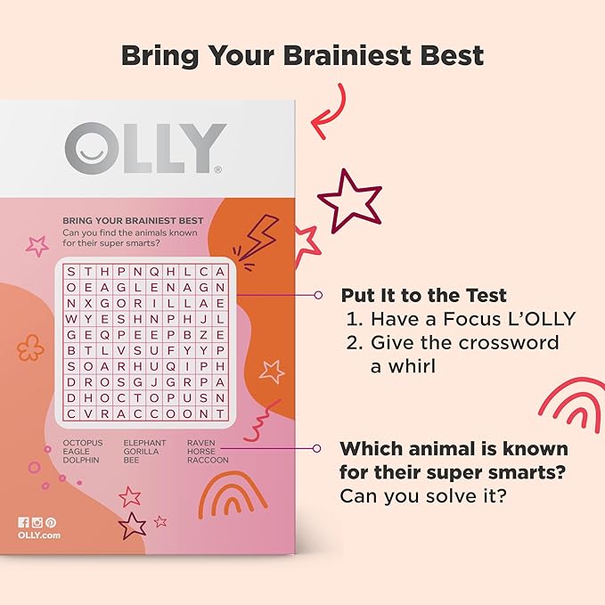 OLLY Focus Buddies L’OLLY Pops, Omega-3 ALA, B6, B12, Cognizin®, Kids Supplement Lollipops to Supports Focused Attention & Healthy Brain Function, Vegetarian, Watermelon Strawberry, 25 Count