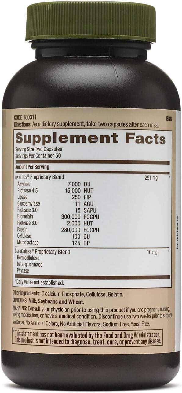 GNC Natural Brand Super Digestive Enzymes | Promotes Protein, Carbohydrate and Fat Digestion | 100 Capsules