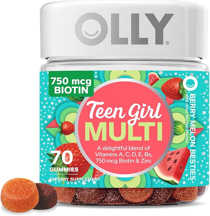 OLLY Teen Girl Multi Gummy, Healthy Skin and Immune Support, 15 Essential Vitamins, 70 Count Gummy Active Immunity+Elderberry, 45 Gummies, Berry Flavor