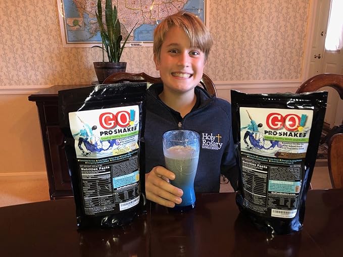 GO! Pro Shakes | Great Tasting Protein Powder Smoothie for Kids Teens | Growth Strength | Healthy Snack | Digestive Enzymes | No Added Sugar | Rich Delicious Taste | Nutrition Sports | Chocolate