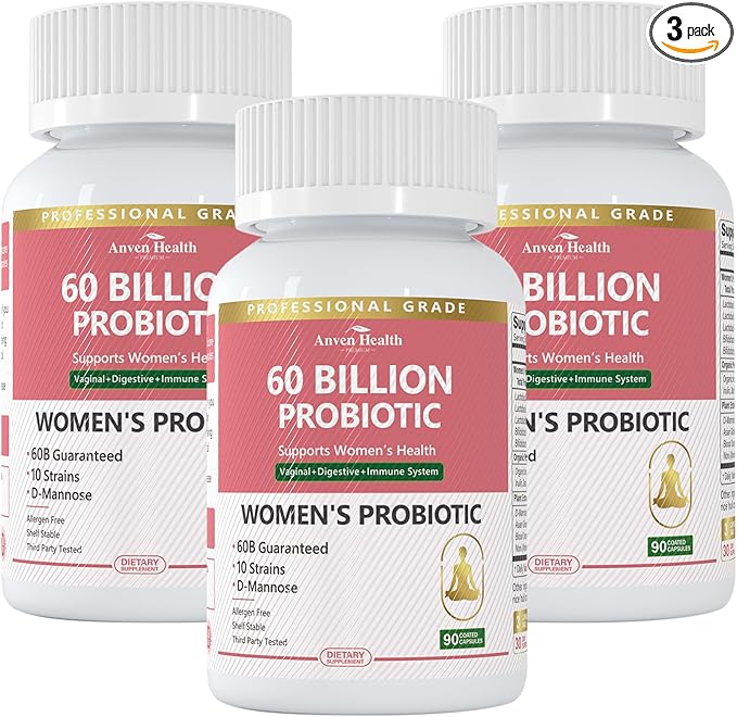 Probiotics for Women Digestive Health - 60 Billion Vaginal Probiotic Organic Prebiotics with Cranberry & D-Mannose for Gut, Urinary, Immune Health, Vegan & Non-GMO | 270 Capsules