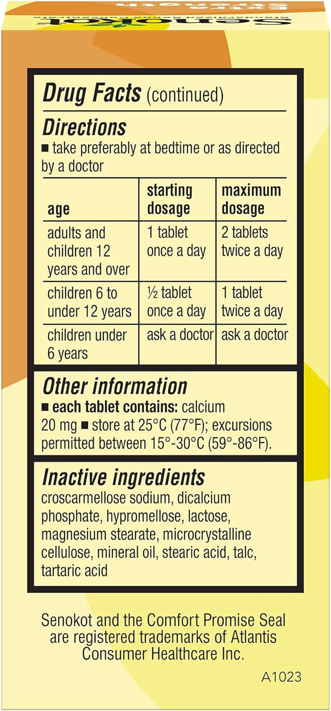 Senokot Extra Strength Natural Vegetable Laxative for Gentle Overnight Relief Occasional Constipation, 36 Count