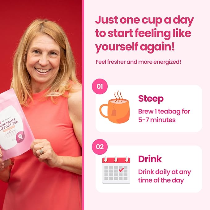 VoomVaya Save 10% on Menopause Support Tea 2-Pack Bundle - Natural Menopause Relief for Women w/Red Clover & Black Cohosh - Night Sweats & Hot Flashes Relief - Peach Flavor - 90 Teabags