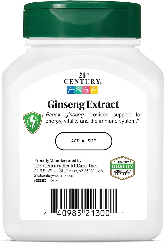 21st Century Ginseng Extract Veg Capsules, 60Count (Pack of 2)
