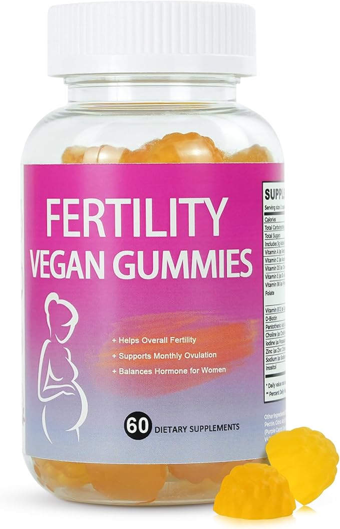 Fertility Gummies for Women to Get Pregnant Fast, Folic Acid Conception Gummies to Boost Fertility for Her, 60 Count Fertility Vitamin Gummy Support Hormone Balance, Ovulation & Period Cycle