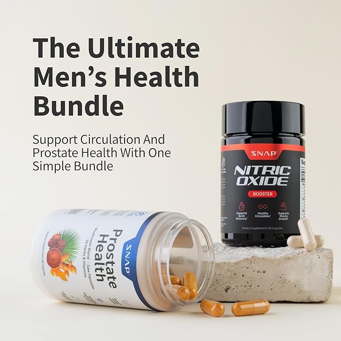 Snap Supplements Nitric Oxide Booster Supplement with L Arginine and L Citrulline Essential Amino Acids and Ginseng Root, Energ & Circulation Support (Prostate + Nitric Oxide (Bundle))