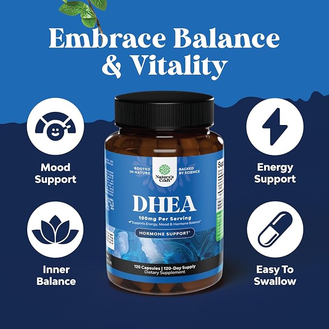 DHEA 100mg for Men and Women - Vegan High Strength DHEA Supplement for Women & Men Enhanced Energy and Hormone Balance & - Womens Hormone Balance Supplement (4 Month Supply)