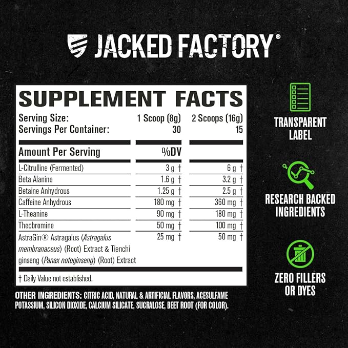 Jacked Factory NITROSURGE Pre Workout Supplement - Endless Energy, Instant Strength Gains, Clear Focus and Intense Pumps - NO Booster & Powerful Preworkout Energy Powder - 30 Servings, Watermelon