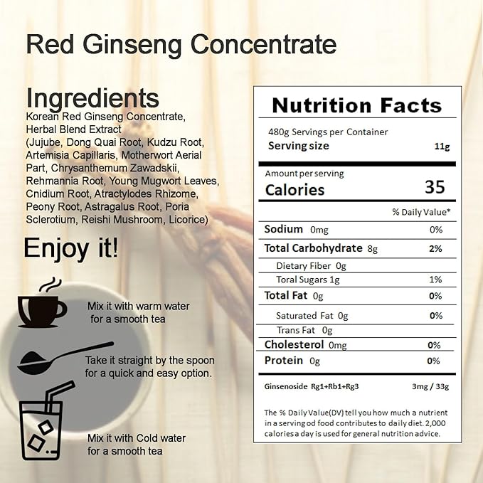 HongSamJeong, Korean 6years Root Red Ginseng Gold Extract, Saponin, Panax, 8.5 Ounce (Pack of 2)