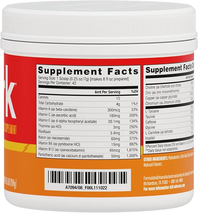 AdvoCare Spark Vitamin & Amino Acid Supplement - Focus & Energy Drink Powder Mix with Vitamin A, B-6, C & E - Also Includes L-Carnitine & L-Tyrosine - Mandarin Orange - 10.5 oz