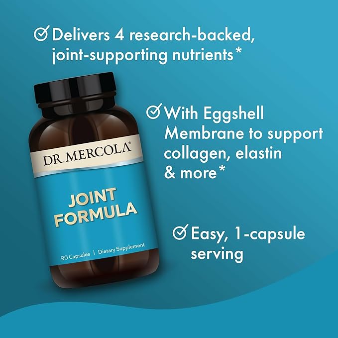 Dr. Mercola Joint Formula - Supports Joint Comfort & Mobility - from Natural Eggshell Membrane - Non-GMO & Gluten-Free - 90 Capsules (90 Servings)