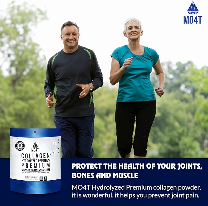 MO4T Collagen Peptides- Collagen Powder- Hydrolyzed Collagen- Grass fed - Colageno Hidrolizado -Unflavored Collagen (1 Pound)