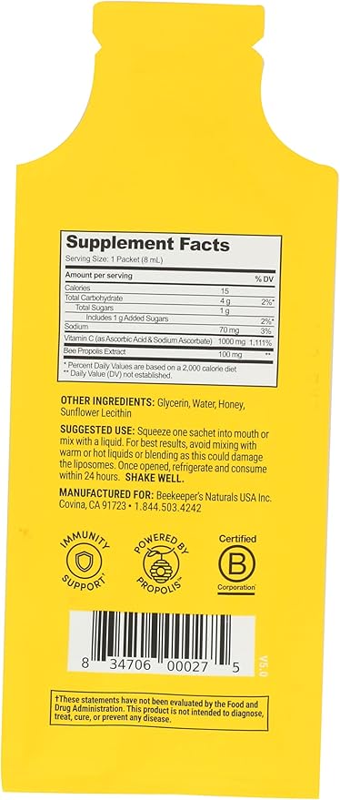 BEEKEEPERS NATURALS Propolis Liposomal with Vitamin C Single, 0.27 FZ