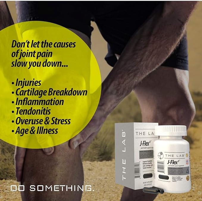 J-FLEX9 Advanced Joint Health Supplement + Cartilage Support & Tendon Function | Synergy of 9 Ingredients Including Chondroitin, Glucosamine, MSM, Curcumin, Boswellia Serrata, Collagen. Made in USA.