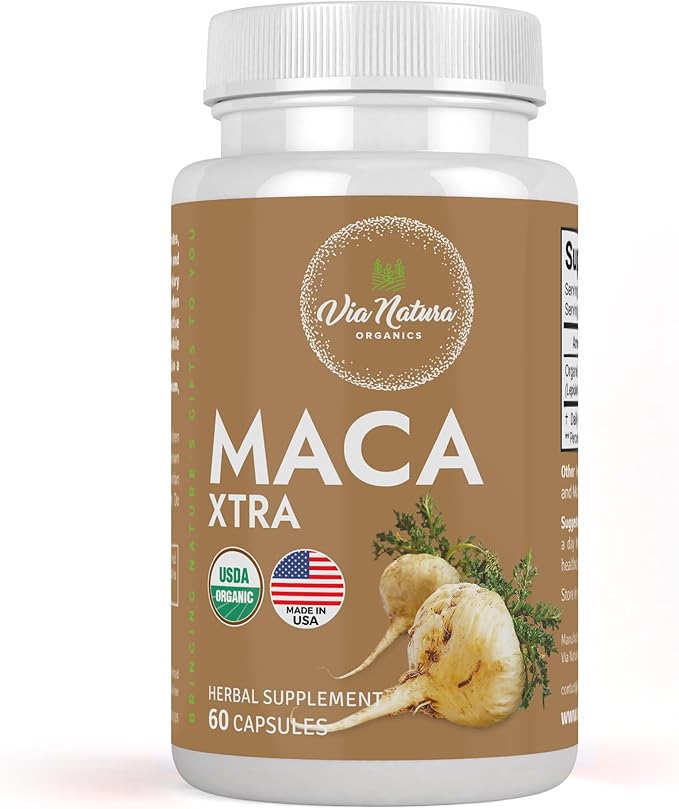 Maca Xtra Capsules 1000mg | Organic Herbal Supplement | Natural Source of Amino Acids Iron & Magnesium | 60 Capsules
