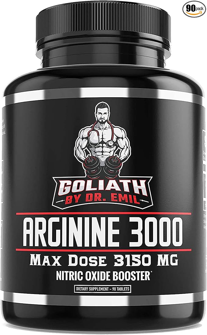 Dr. Emil - L Arginine (3150mg) Highest Capsule Dose - Nitric Oxide Supplement for Vascularity, Endurance and Heart Health (AAKG and HCL) - 90 Tablets