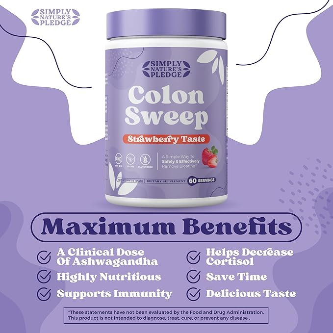 ColonSweep Psyllium Husk Powder Colon Cleanser - Vegan, Gluten Free Fiber Supplement - Safe Colon Cleanse for Constipation Relief, Bloating Relief & Gut Health -16 OZ (60 Servings)
