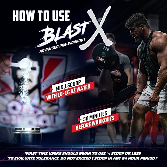 Blast X Advanced Pre Workout Powder, Intense Energy Booster Preworkout for Men & Women, Natural Caffeine + ZumXR®, Beta Alanine, Citrafuze™, L-Citrulline & Taurine for Strength, Focus & Endurance