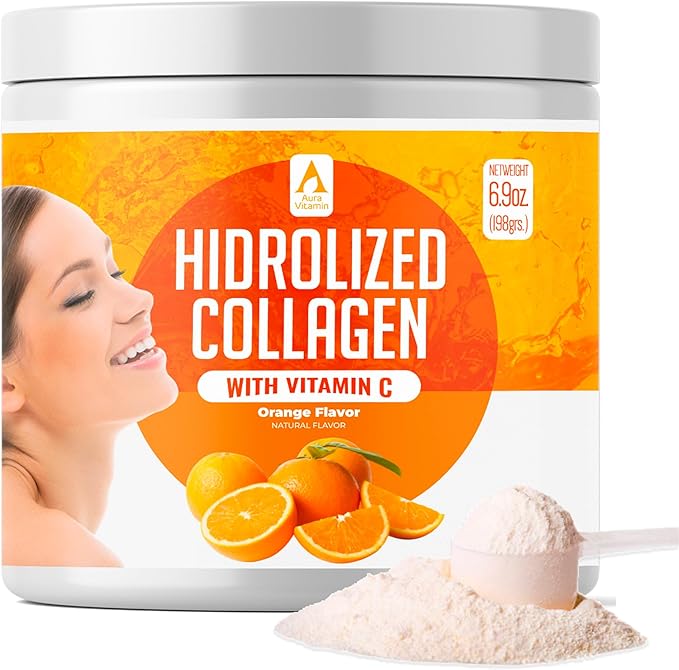 Hydrolyzed Collagen Powder Supplement | Promotes Hair, Nail, Skin, Bone, Joint Health, Gut Health | Hydrolyzed Grass Fed Collagen Peptides |Collagen for Women | 200gr (Orange)