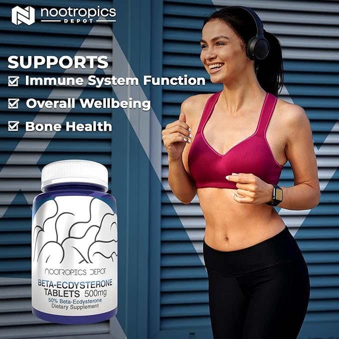 Nootropics Depot Beta Ecdysterone/20-Hydroxyecdysone 50% Tablets | 500mg | Cyanotis Arachnoidea Extract | Phytoecdysteroid | 90 Count