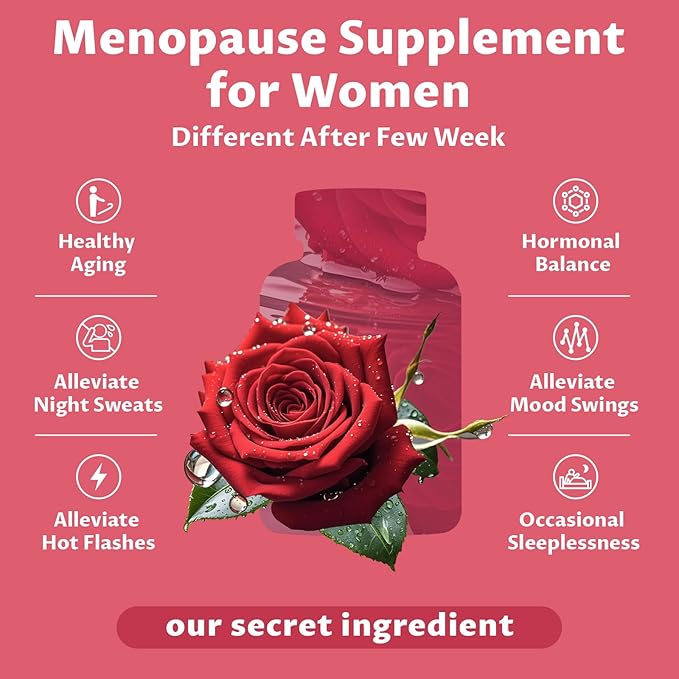 MEGNTEA Menopausal Supplements for Women, Black Cohosh for Menopause Hot Flashes, with DIM, Chasteberry, Evening Primrose, Flax Seed & Ashwagandha (60 Capsules)